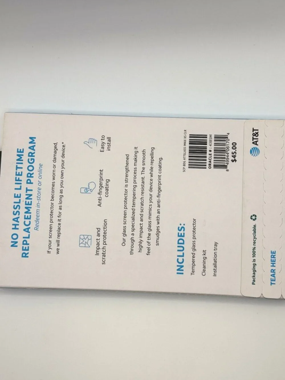 AT&T Tempered glass screen protector for iPhone 11 Pro Max or iPhone Xs Max